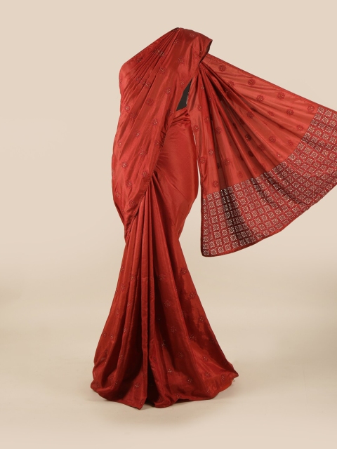 

Pothys Maroon & Transparent Floral Sequinned Art Silk Saree