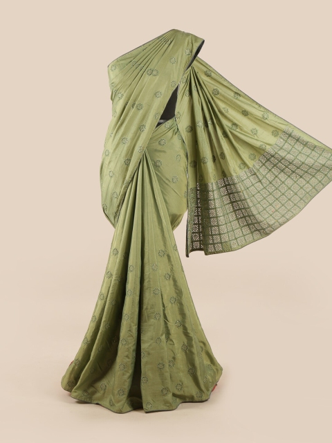 

Pothys Green Ethnic Motifs Beads and Stones Art Silk Saree
