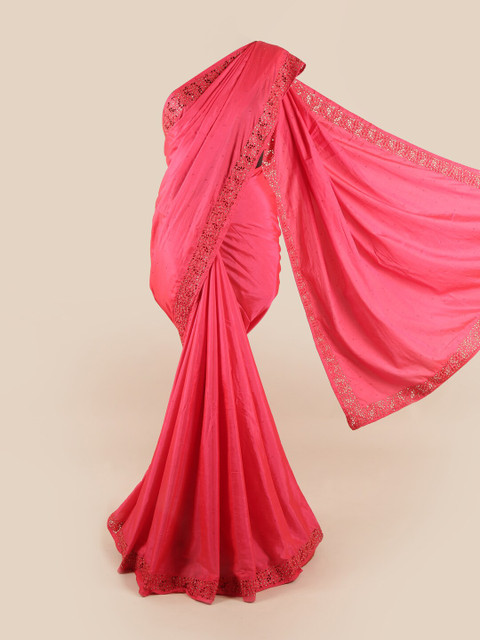 

Pothys Pink Embellished Art Silk Saree