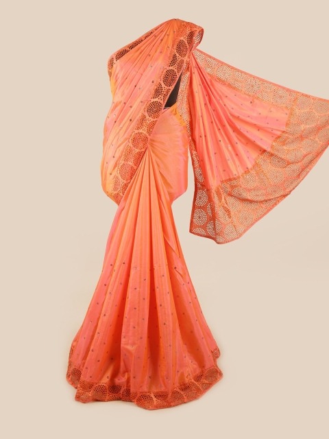

Pothys Peach-Coloured Embellished Art Silk Saree