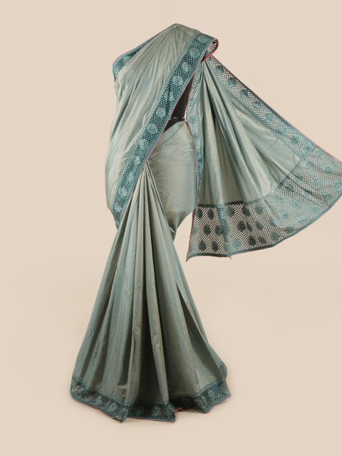 

Pothys Blue & Peach-Coloured Embellished Art Silk Saree