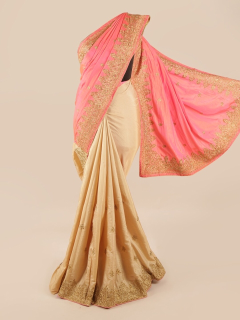 

Pothys Pink & Cream-Coloured Floral Art Silk Saree