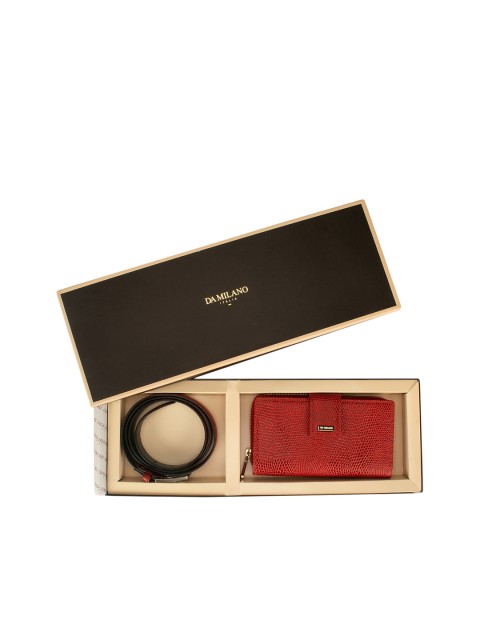 

Da Milano Women Red Textured Leather Accessory Gift Set
