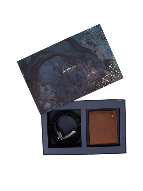 

Da Milano Men Brown Textured Leather Accessory Gift Set