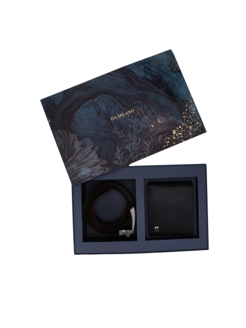 

Da Milano Men Black Solid Leather Accessory Gift Set