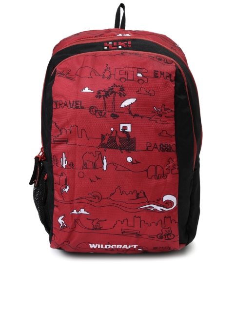 

Wildcraft Wiki Kids Red & Black Printed Backpack