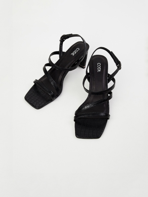 

CODE by Lifestyle Black PU Slim Heeled Sandals