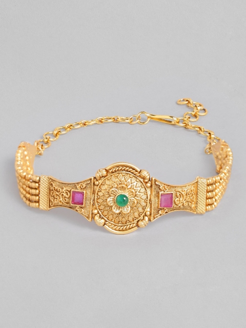 

I Jewels Women Green Gold-Plated Armlet