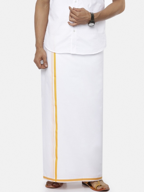 

RAMRAJ COTTON Men White Solid Pure Cotton Traditional Dhoti
