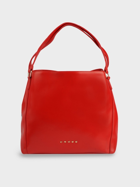 

Cross Red Solid PU Structured Hobo Bag