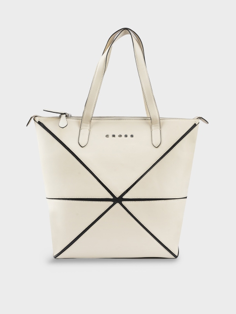 

Cross Beige Geometric PU Oversized Structured Handheld Bag with Bow Detail