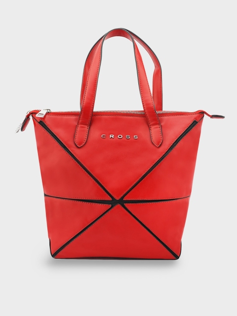 

Cross Red PU Structured Handheld Bag with Bow Detail