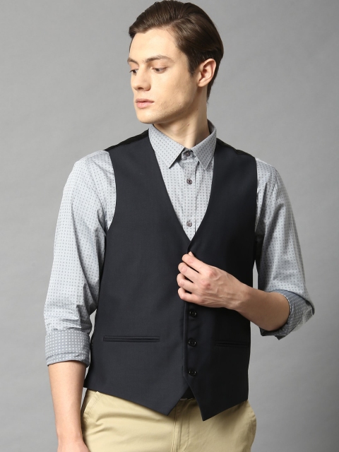 

HARSAM Men Charcoal Grey Solid Woven Formal Waistcoat