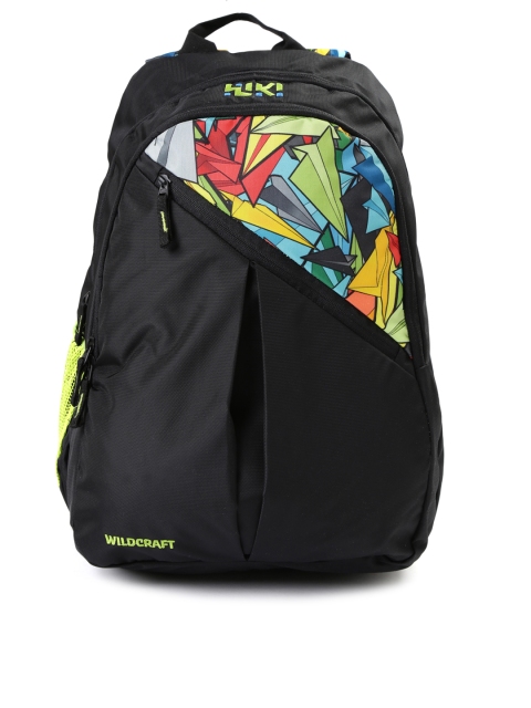 

Wildcraft Wiki Men Black & Green Printed Backpack