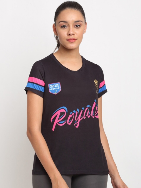 

GULLY Women Black Typography Colourblocked V-Neck T-shirt