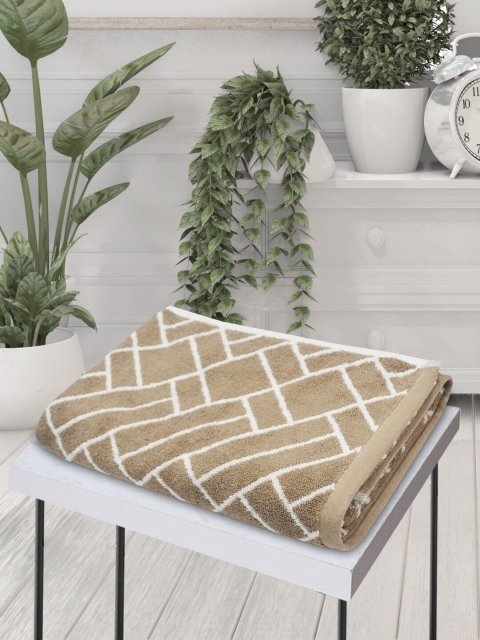 

BIANCA Beige & White Printed 450 GSM Pure Cotton Bath Towel