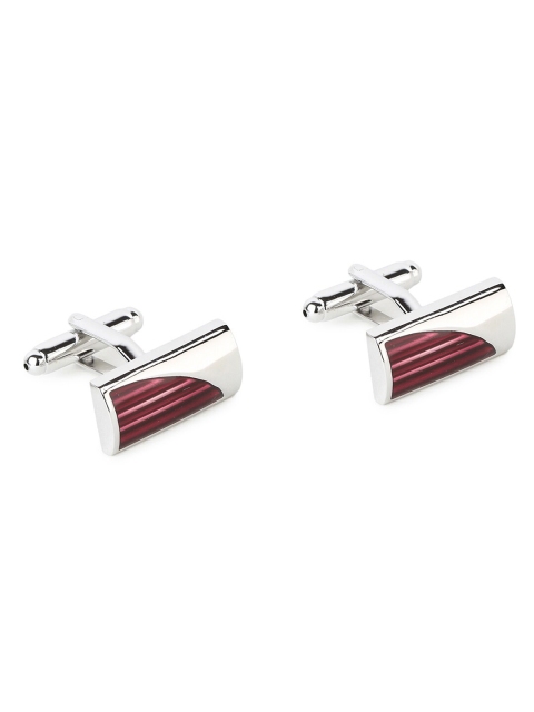 

Alvaro Castagnino Burgundy & Silver-Toned Striped Cufflink