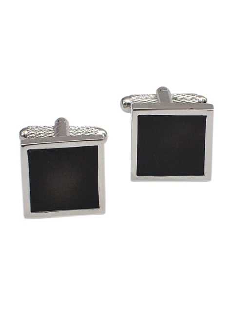 

Alvaro Castagnino Black & Silver-Toned Square Cufflink