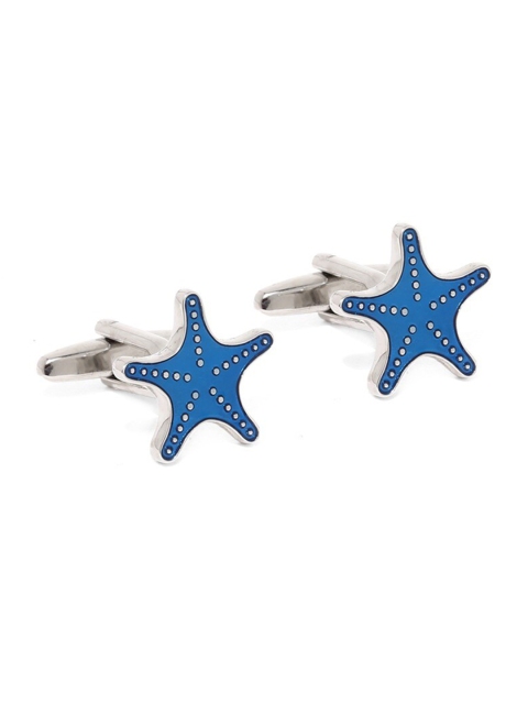 

Alvaro Castagnino Blue & Silver-Toned Geometric Cufflink