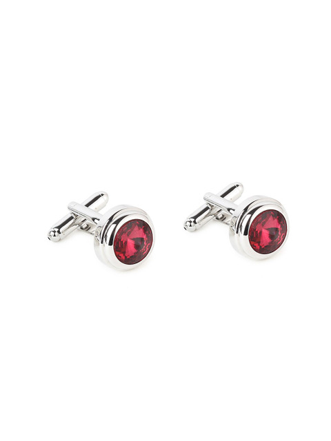 

Alvaro Castagnino Red & Silver-Toned Round Cufflink