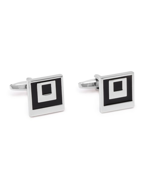 

Alvaro Castagnino Black & Silver-Toned Square Cufflink