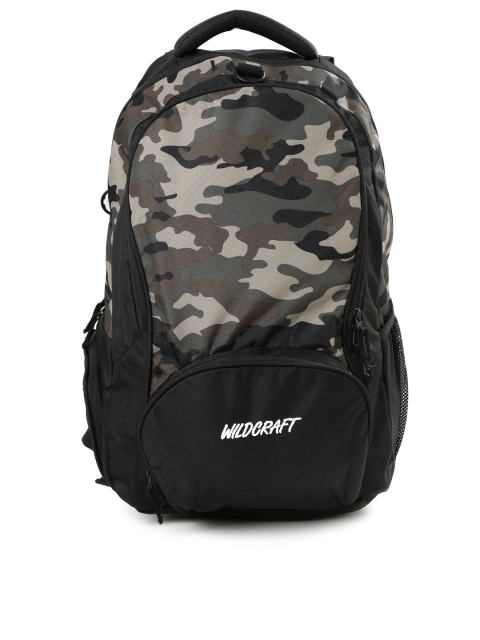 

Wildcraft Unisex Olive Green & Black Camouflage Print Backpack
