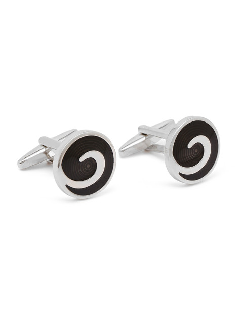 

Alvaro Castagnino Silver-Toned & Black Cufflinks
