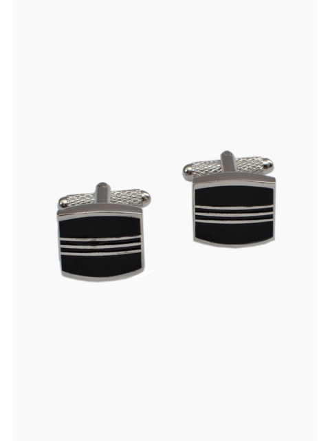 

Alvaro Castagnino Silver-Toned & Black Square Cufflink