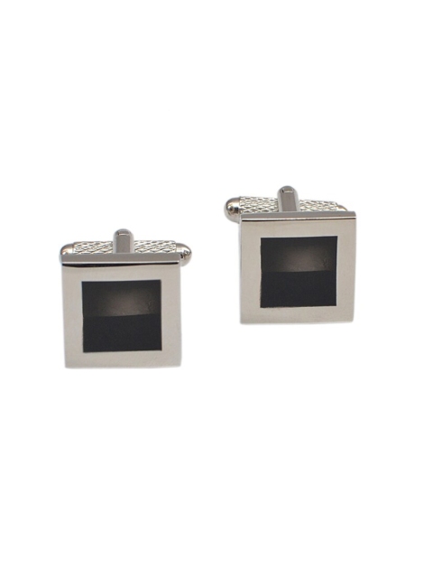

Alvaro Castagnino Silver-Toned & Black Square Cufflink