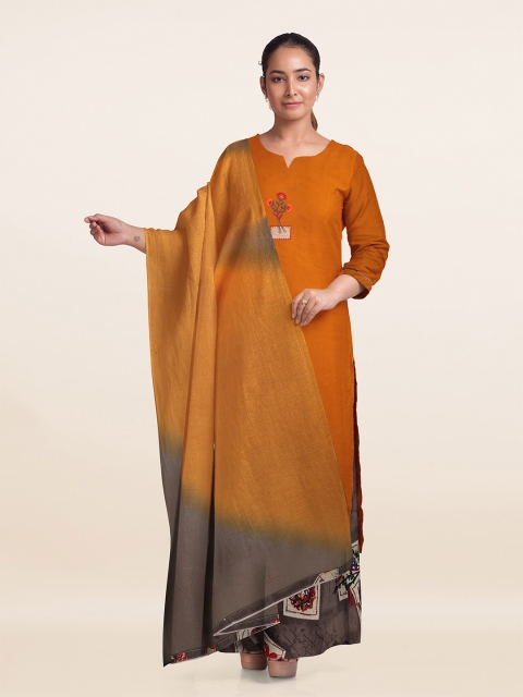 

Pothys Mustard & Brown Viscose Rayon Unstitched Dress Material
