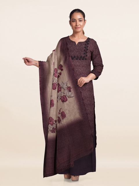 

Pothys Purple & Grey Printed Organza Unstitched Dress Material
