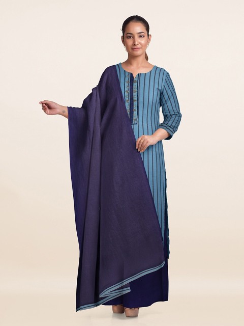 

Pothys Blue & Violet Printed Unstitched Dress Material
