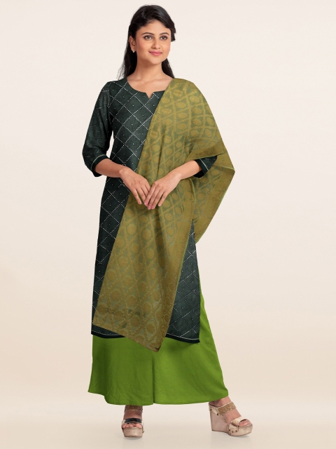 

Pothys Green Embellished Unstitched Dress Material