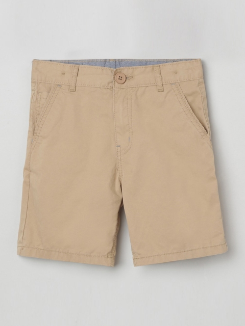 

max Boys Beige Mid-Rise Cotton Shorts
