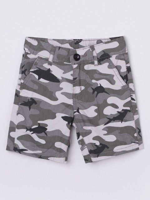 

max Boys Grey Camouflage Printed Mid-Rise Regular Shorts