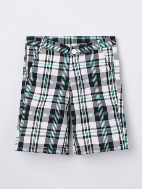 

max Boys White Checked Mid-Rise Regular Shorts