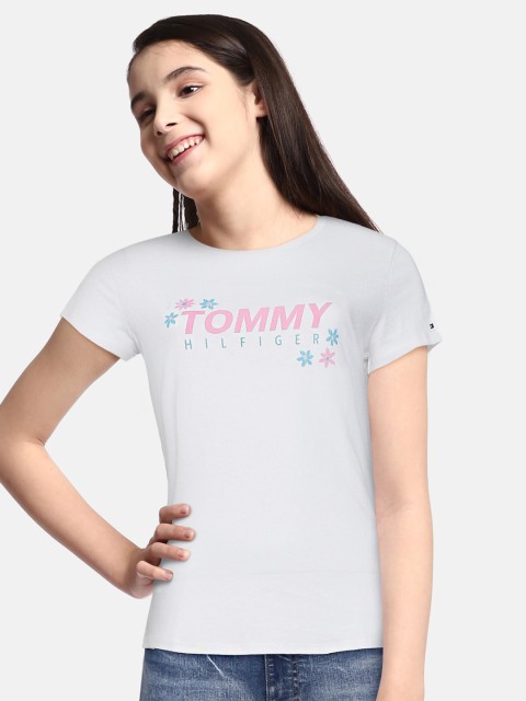 

Tommy Hilfiger Girls White Printed Pure Cotton T-shirt