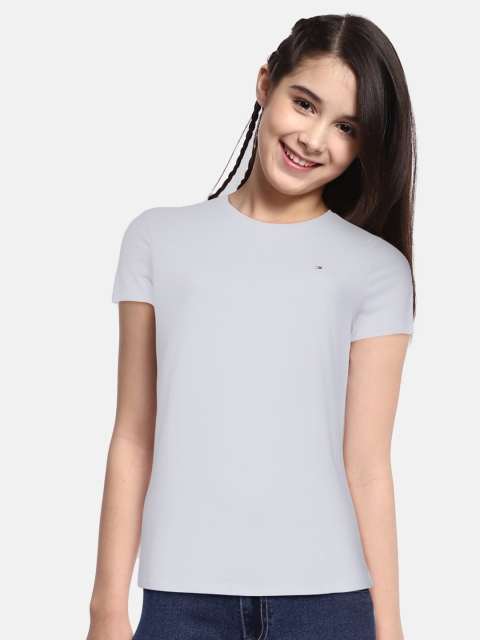 

Tommy Hilfiger Girls White Solid Organic Cotton T-shirt