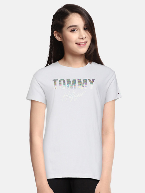 

Tommy Hilfiger Girls White Printed Organic Cotton T-shirt