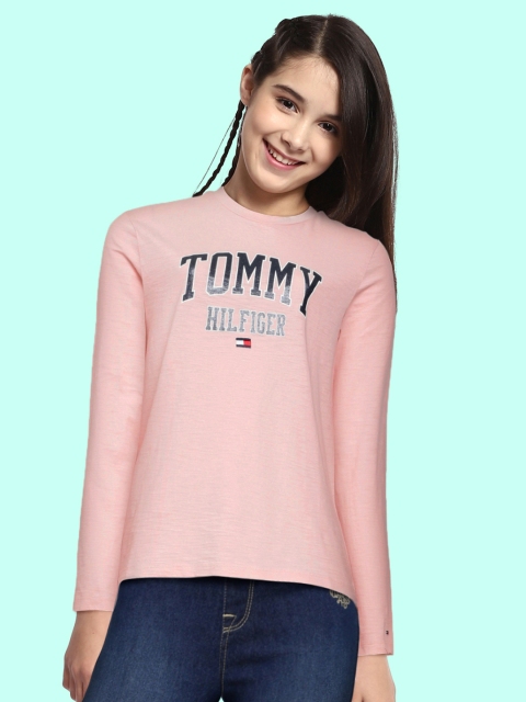 

Tommy Hilfiger Girls Pink Organic Printed Pure Cotton T-shirt