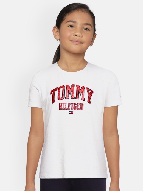 

Tommy Hilfiger Girls White & Red Typography Printed Organic Cotton Top