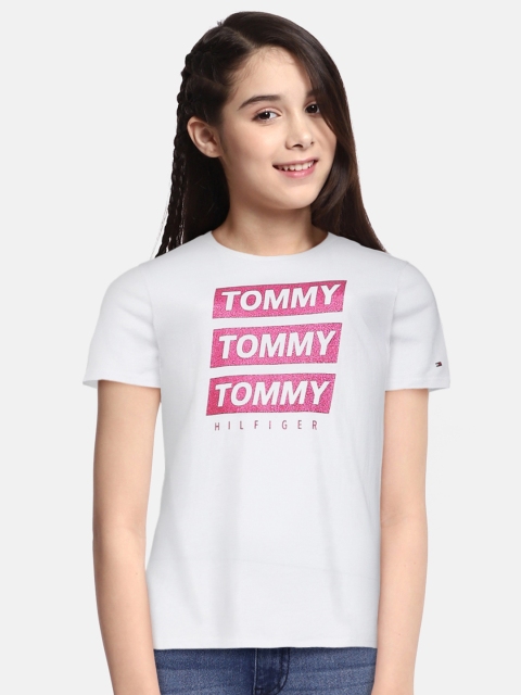 

Tommy Hilfiger Girls White Organic Cotton Printed T-shirt