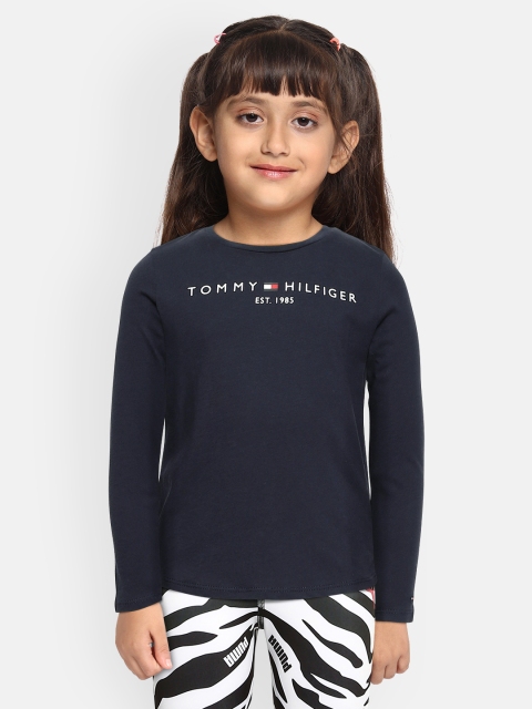 

Tommy Hilfiger Girls Navy Blue Brand Logo Organic Cotton T-shirt