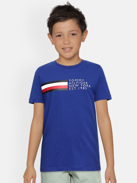 

Tommy Hilfiger Boys Navy Blue Red Typography Print Organic Cotton T-shirt