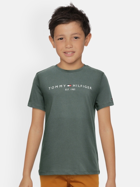 

Tommy Hilfiger Boys Green Brand Logo Printed Organic Cotton T-shirt