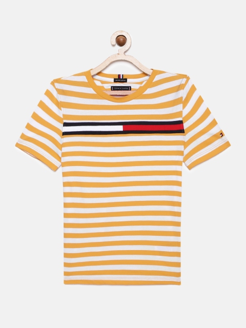 

Tommy Hilfiger Boys Yellow White Striped Organic Cotton T-shirt
