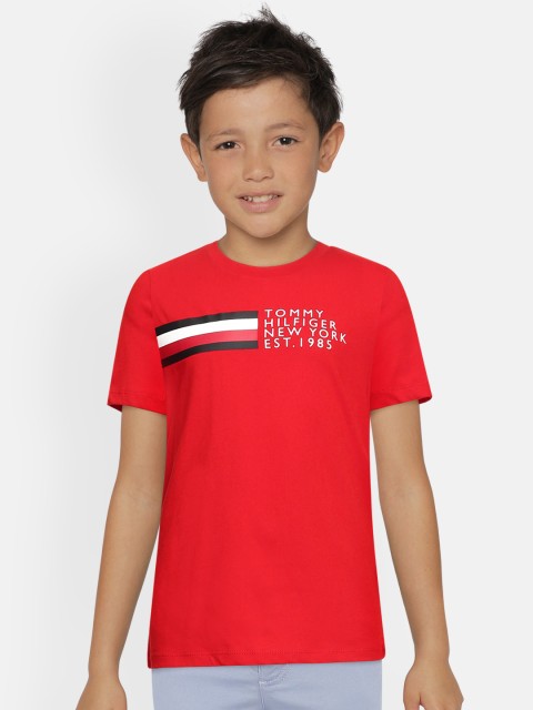 

Tommy Hilfiger Boys Red Organic Cotton Printed T-shirt
