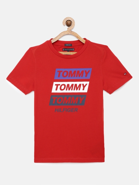 

Tommy Hilfiger Boys Red Organic Cotton Printed T-shirt