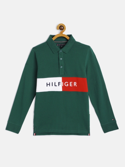 

Tommy Hilfiger Boys Green & Red Colourblocked Polo Collar T-shirt