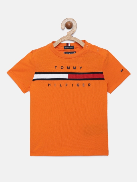 

Tommy Hilfiger Boys Orange Brand Logo Organic Cotton Embroidered T-shirt